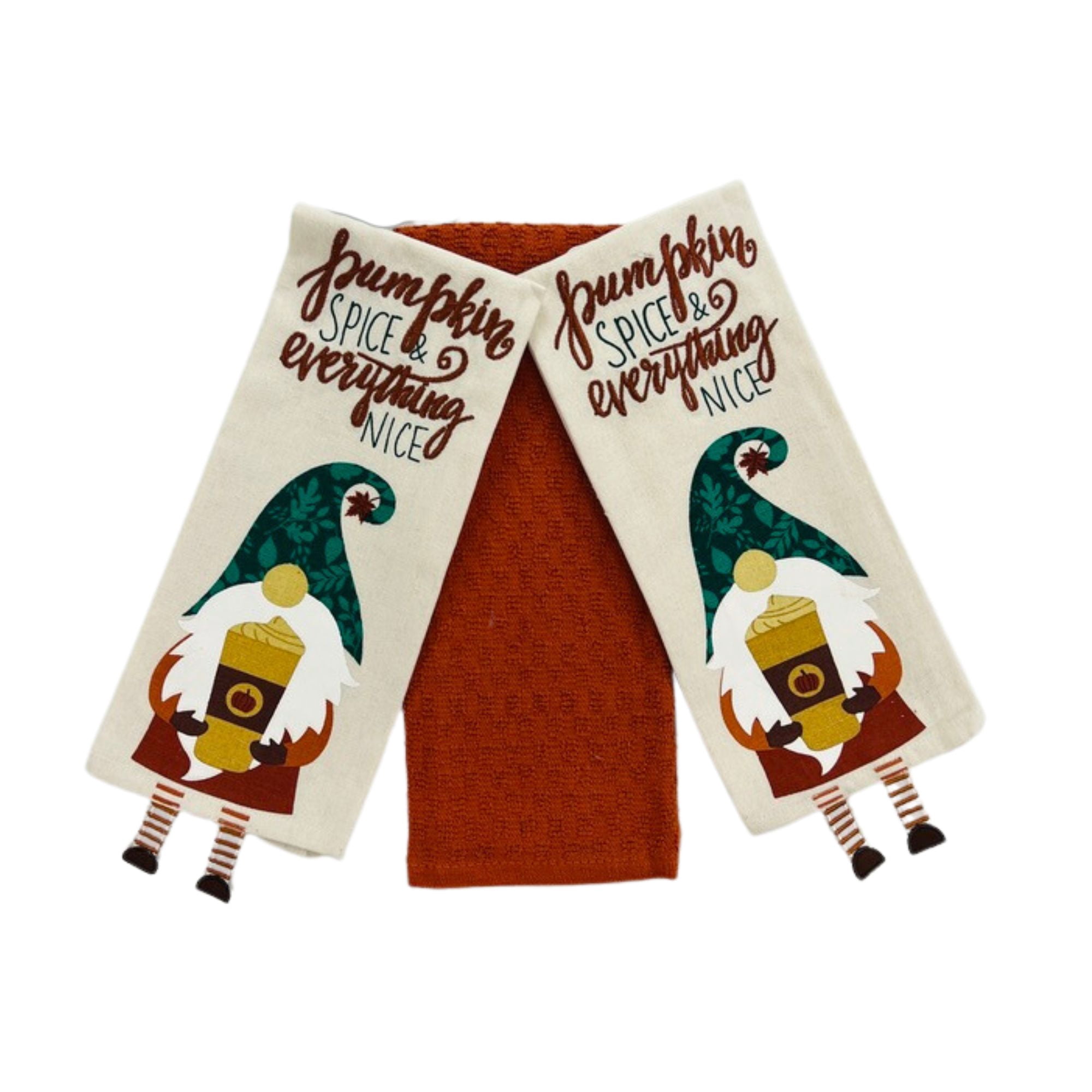 Serafina Home Fall Pumpkin Spice Gnome Kitchen Towels Set 3 Pc ...