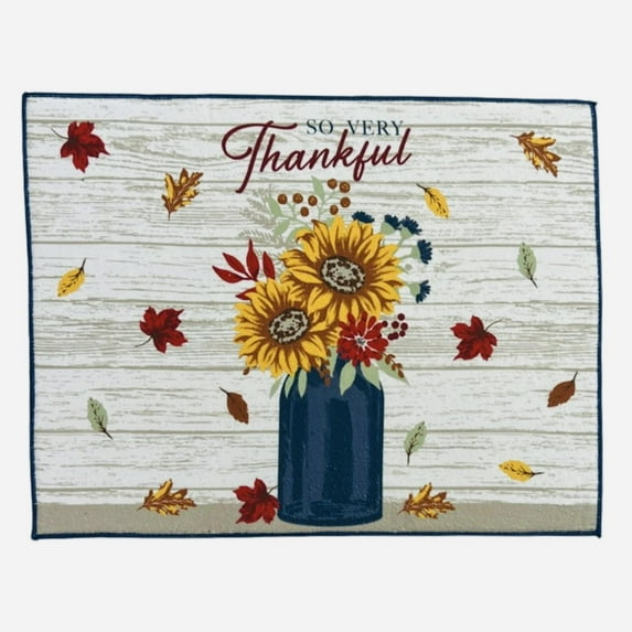 Serafina Home Fall Thankful Sunflowers Dish Drying Mat For The Counter 15" x 20" inches