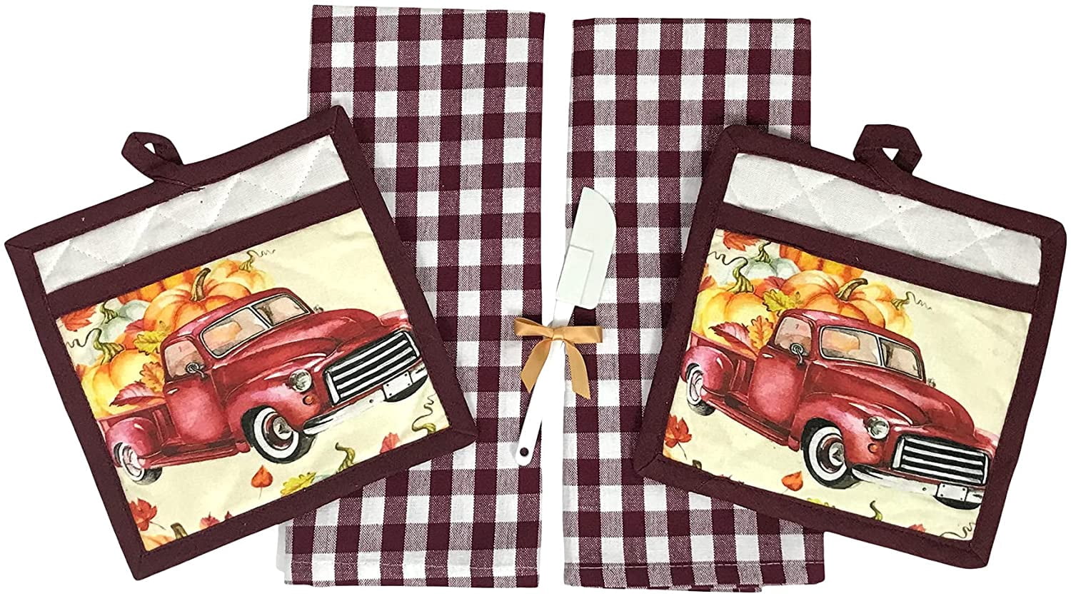 Serafina Home Fall Thanksgiving Kitchen Gift Set: Two Farmhouse Plaid ...