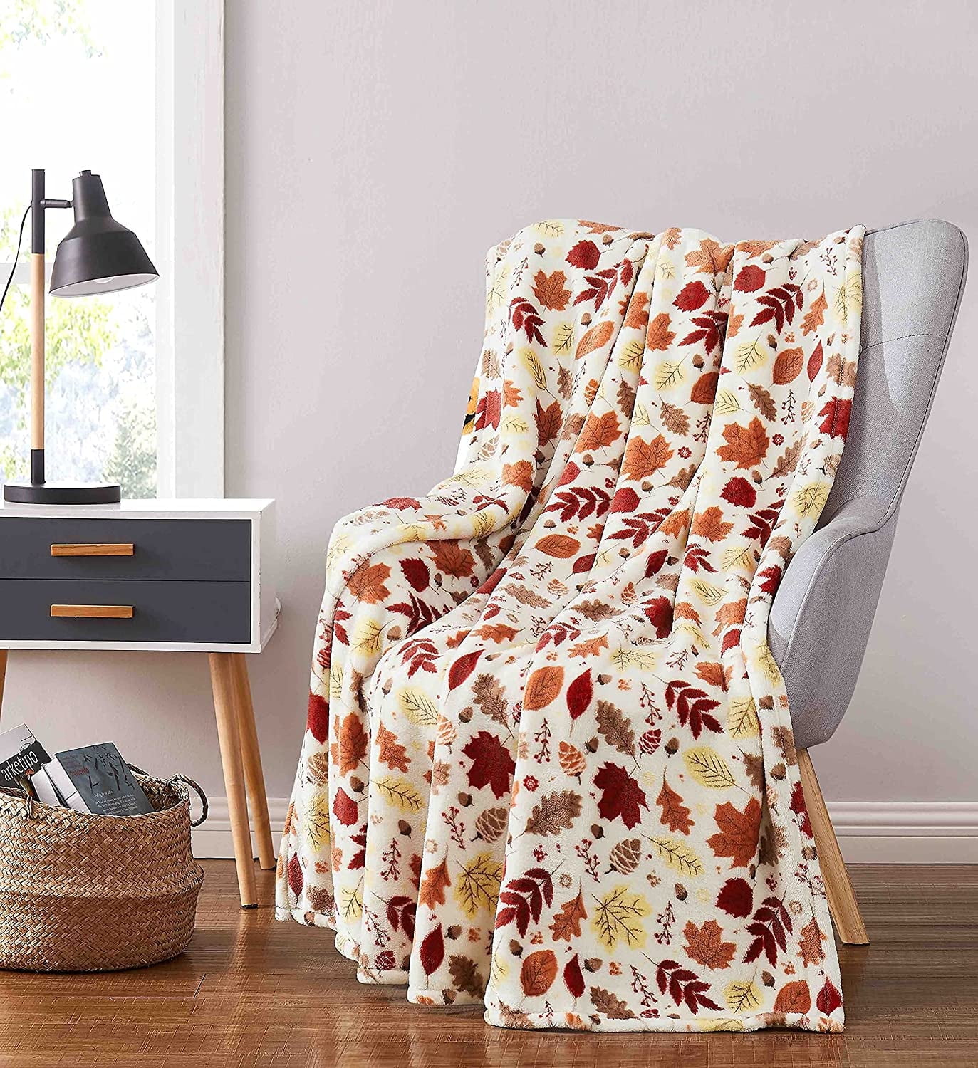 Serafina Home Thanksgiving Fall Throw Blanket Autumn Words of Thanks and Inspiration on Velvet Fleece Accent for Sofa Couch Chair Bed Dorm Walmart