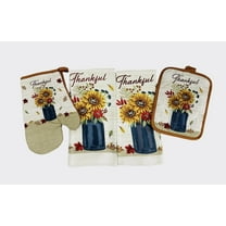 Serafina Home 4-Piece Farmhouse Fall Thankful Sunflower Cotton Kitchen Linen Set