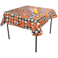 Aperturee Spooky Halloween Rectangle Tablecloth with Skulls and Jack O' Lanterns, for Haunted House Party Dining Decor