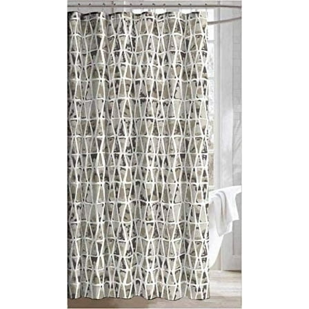 Serafina Home Geometric Beige And White Camouflage Fabric Taupe Shower Curtain for Bathroom 70" x 72"