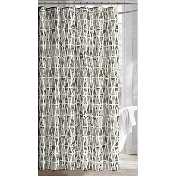 Serafina Home Geometric Beige And White Camouflage Fabric Taupe Shower Curtain for Bathroom 70" x 72"