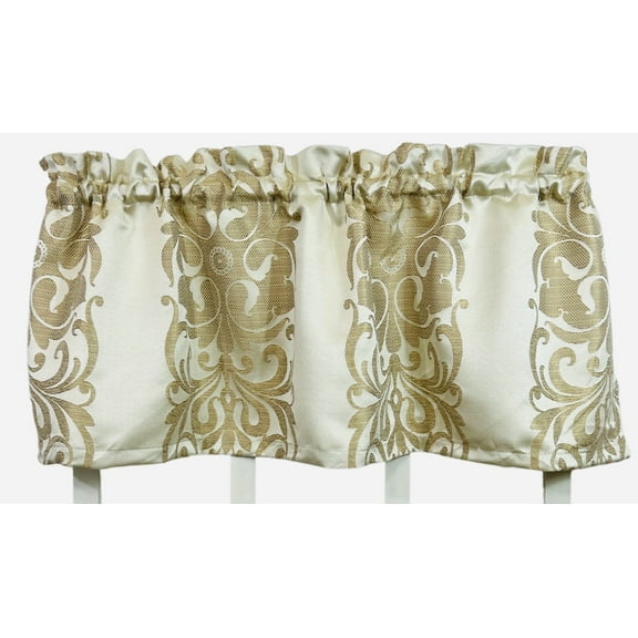 Serafina Home Gold Damask Scroll Window Valance For Kitchen