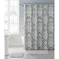 thumbnail image 1 of Serafina Home Grey White Fabric Shower Curtain: Diamond Floral Damask Design, 1 of 3