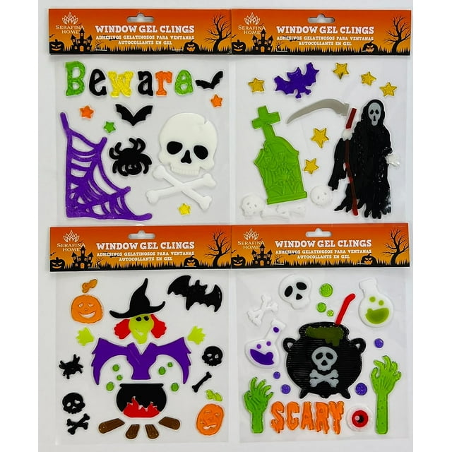 Serafina Home Halloween Gel Window Clings Beware Grim Reaper Witches