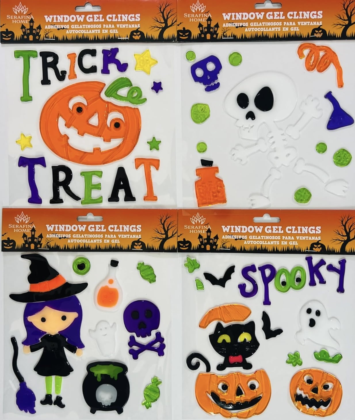 Serafina Home Halloween Gel Window Clings: Kids Out for Some Fun 