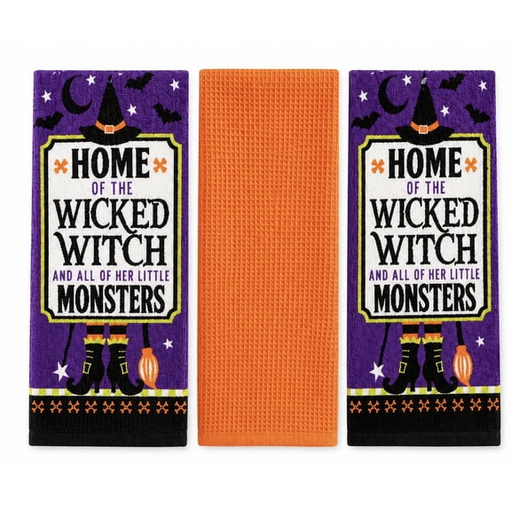 Serafina Home Halloween Hand Towels: Home of The Witch and Her Little Monsters, Cute Humor, Soft Absorbent Cotton (Witch Mama)