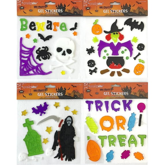 Serafina Home Halloween Window Gel Clings: Beware Trick or Treat Fun Graveyard and Witch