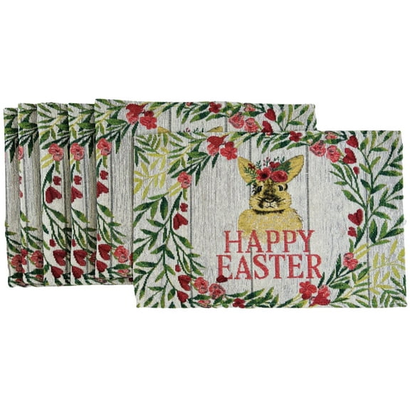 Serafina Home Happy Easter Yellow Bunny Placemats, Set Of 6.