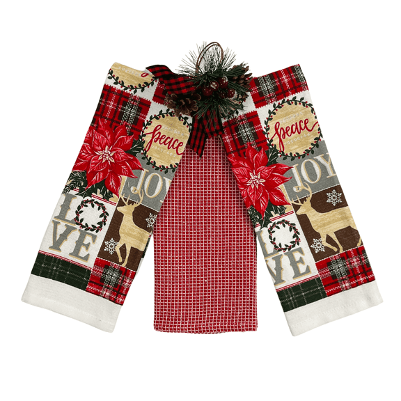 Serafina Home Happy Holidays Kitchen Towels: Peace, Joy And Love 3 Piece Set