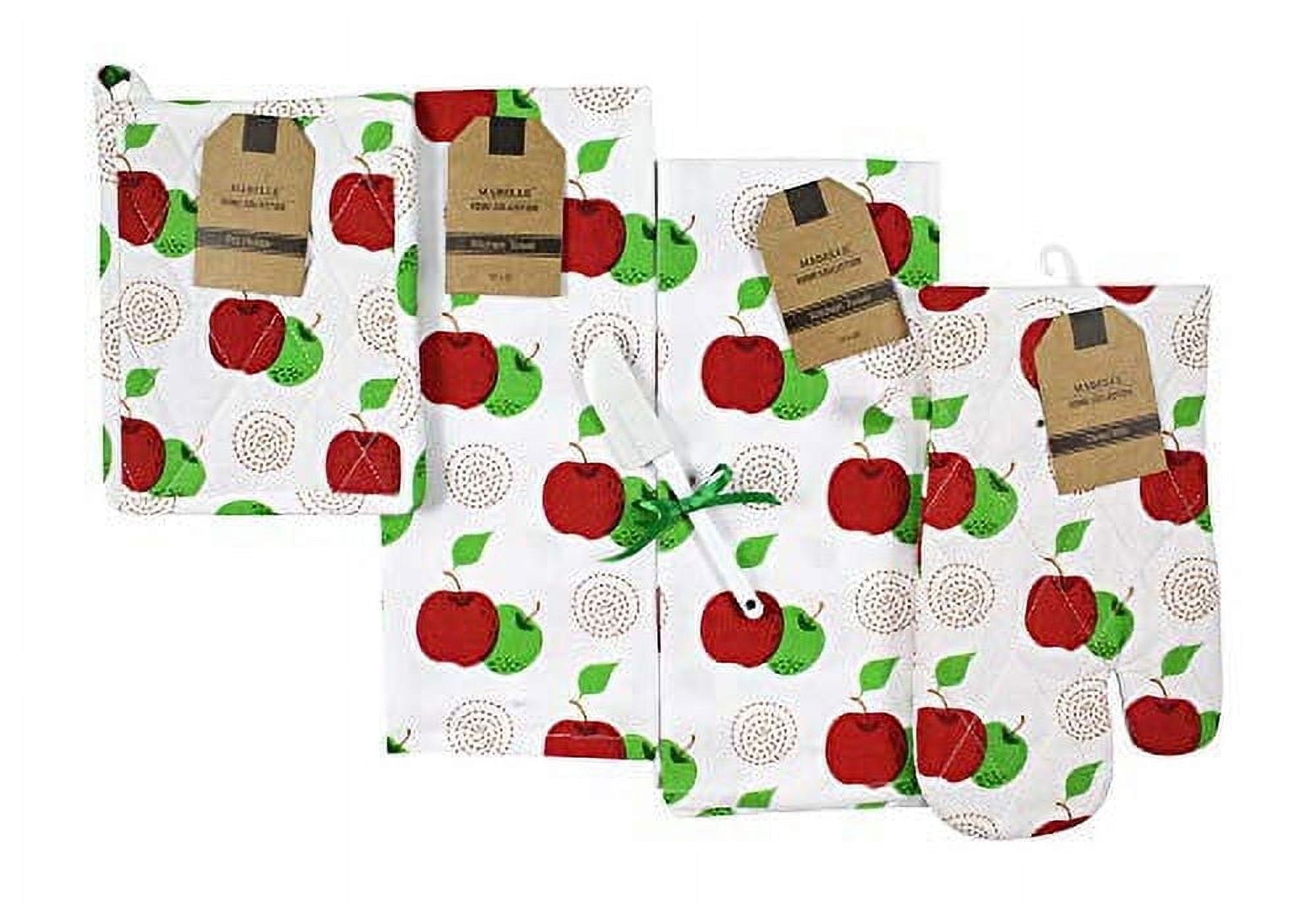 Serafina Home Harvest Apple Kitchen Towels, Pot Holders, Oven Mitt, 100 ...