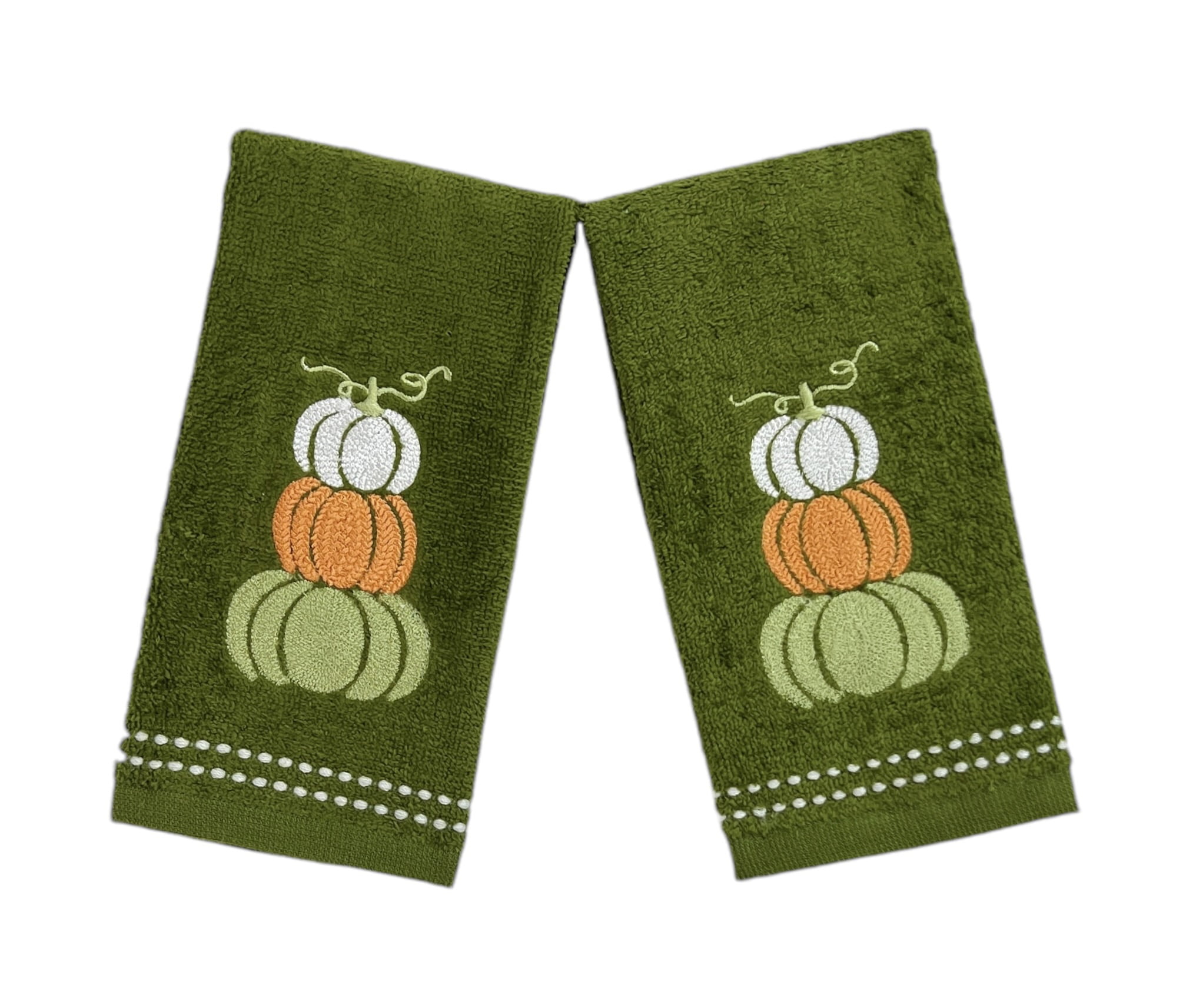 Serafina Home Harvest Fall Stacked Pumpkins Bathroom Fingertip Towels ...