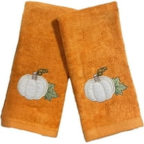 Serafina Home Harvest Fall Tip Towels: Plush Rust Orange Cotton Towels with Pumpkin Leaf Design Set of 2, 12" x 18" Inch