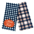 thumbnail image 1 of Serafina Home Grainhouse Oversized Hello Fall Blue And Orange Plaid And Gingham Kitchen Towels, Set Of 2 16" x 26", 1 of 4