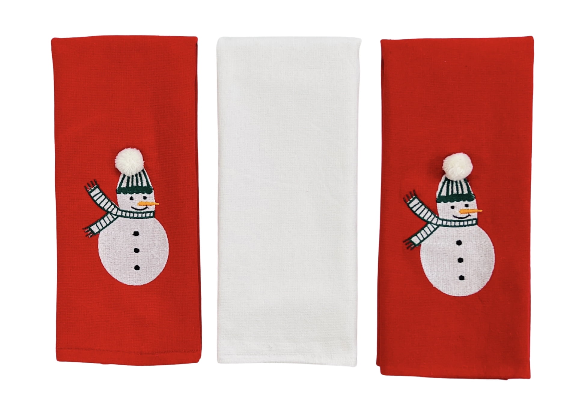 Serafina Home Holiday Christmas Kitchen Towels Jolly Snowman Enjoying