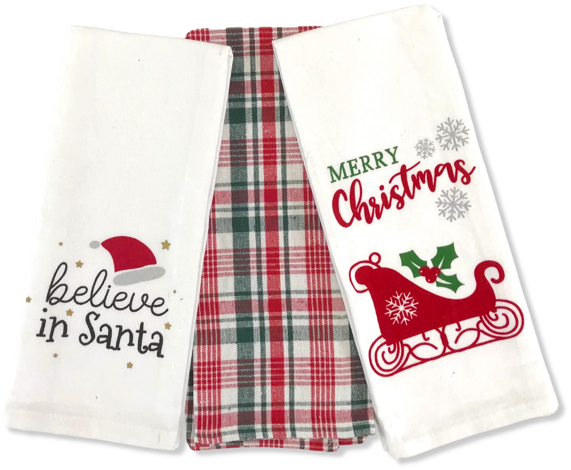 Serafina Home Holiday Christmas Kitchen Towels: One Believe in Santa ...