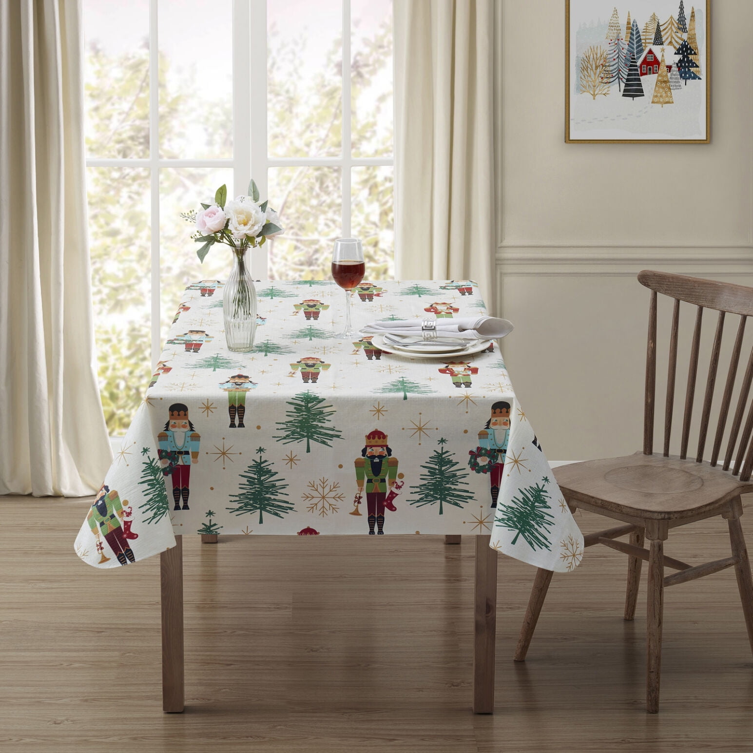 Serafina Home Holiday Christmas Nutcracker Vinyl Tablecloth with