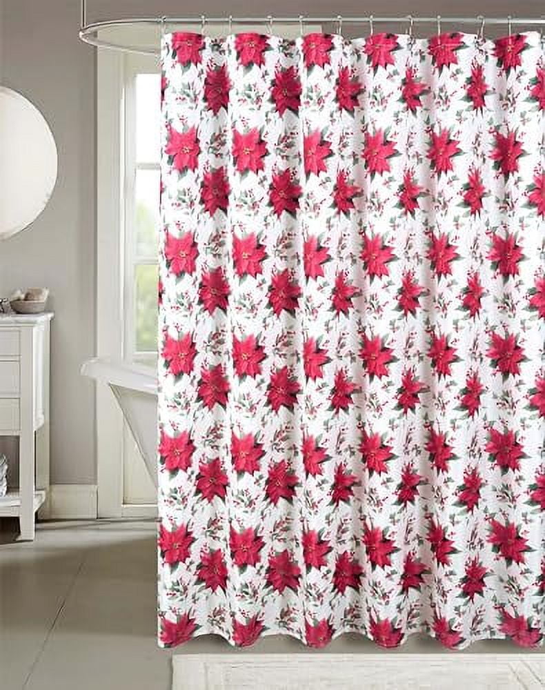Serafina Home Holiday Christmas Shower Curtain for Bathroom: Elegant Fabric  Holiday Holly Poinsettia Ornamental Design, Red, Green, and White Decorative  Print Design - Walmart.com, image size:790x1000
