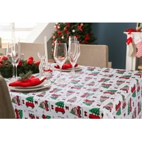 Serafina Home Holiday Christmas Vinyl Tablecloth with Flannel Backing: Tablecloth Reusable (Car Tree, 52" x 70" Rectangular)