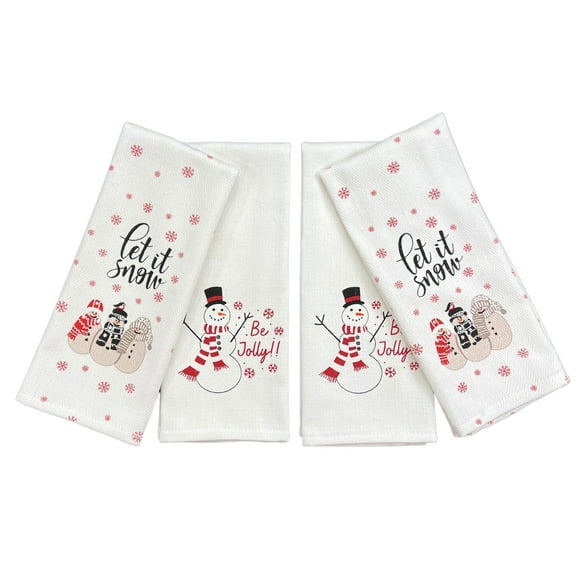 Serafina Home Holiday Kitchen Towels Let It Snow And Be Jolly Cotton Towels (4 Count)
