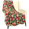 thumbnail image 1 of Serafina Home Holiday Patchwork Christmas Throw Blanket: Peace Joy Love Hope Greetings, Soft Cozy Accent for Sofa Couch Chair Bed or Dorm, Multi-Colored (Holiday Patchwork), 1 of 4