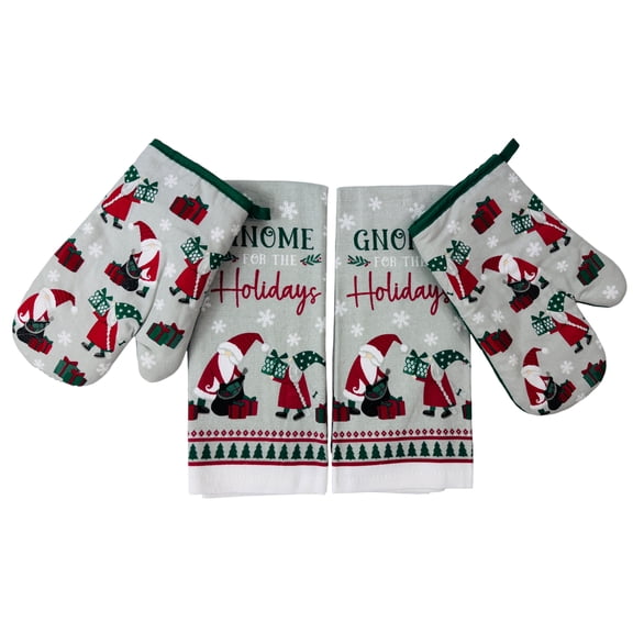 Serafina Home Christmas Kitchen Set, Gnome For The Holidays Kitchen Set Of 4