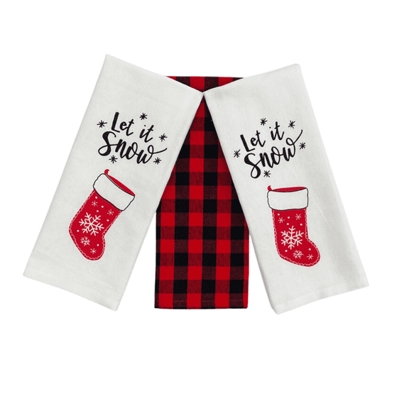Serafina Home Let It Snow Christmas Kitchen Towel, Set Of 3