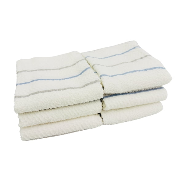 Serafina Home Light Blue Striped And Chevron Set Of 6 Kitchen Towels 16" x 26"