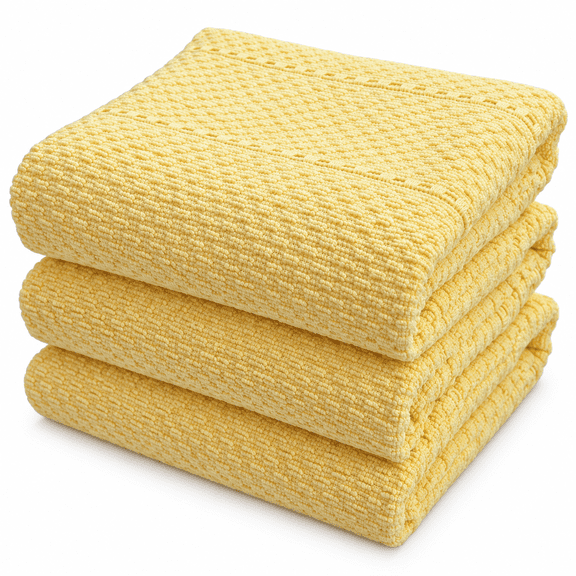 Serafina Home Yellow Textured Cotton Dish Cloths (3 Count)