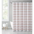 thumbnail image 1 of Serafina Home Light Pink White Fabric Shower Curtain: Cotton Rich Striped with Detailed Decorative Weave, 1 of 7