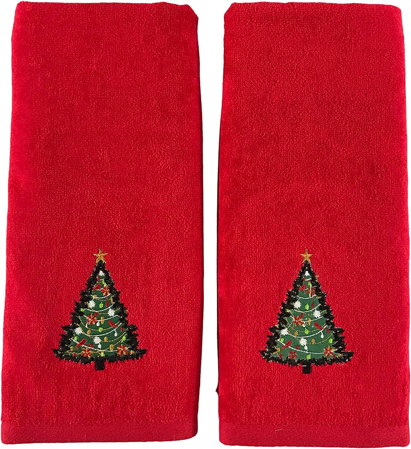 Serafina Home Luxury Christmas Bath Decor Decorative Velour Terry Red