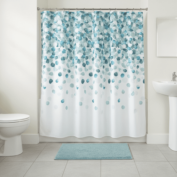 Serafina Home Mineral Blue Teal Modern Fabric Shower Curtain for Bathroom: Cascading Water Splash Pattern of Turquoise, Aqua, Grey and White