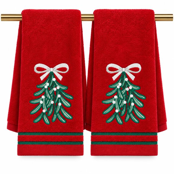 Serafina Home Mistletoe Christmas Hand Towels 2 Count