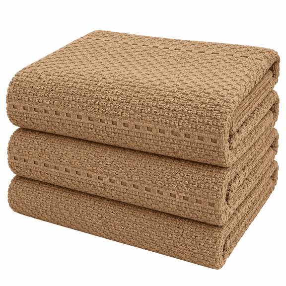 Serafina Home Machine Wash Brown Textured Mocha Dish Cloths (3 Count)