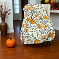 thumbnail image 1 of Serafina Home Modern Farmhouse Fall Throw Blanket: Give Thanks And Pumpkins White Accent for Sofa Couch Chair Bed Dorm For Fall And Thanksgiving, 1 of 7