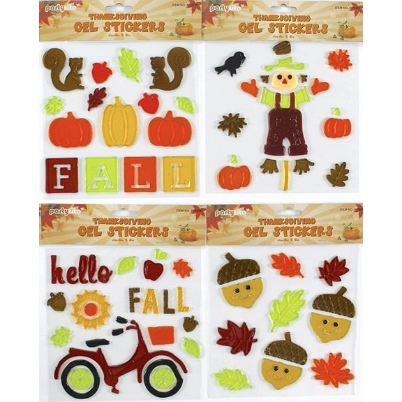 Serafina Home Nantucket Holiday Fall Harvest Gel Window Clings Decorations: Pumpkin, Leaves, Flowers, Birds, Squirrels