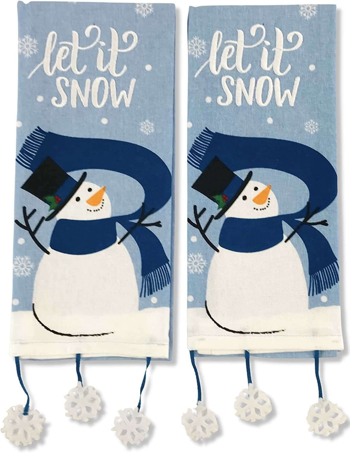 AnyDesign Hello Winter Kitchen Towel White Black Stripe Dish Towel  Christmas Snowman Snowflake Happy Snow Tea Towel Xmas Hand Drying Towel for