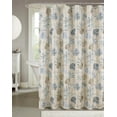 thumbnail image 1 of Serafina Home Navy Blue Taupe White Fabric Shower Curtain for Bathroom: Tropical Coastal Shells Coral Design, 1 of 2