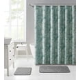 thumbnail image 1 of Serafina Home Ocean Aqua Fabric Shower Curtain: Watercolor Floral and Leaf Design, 1 of 5