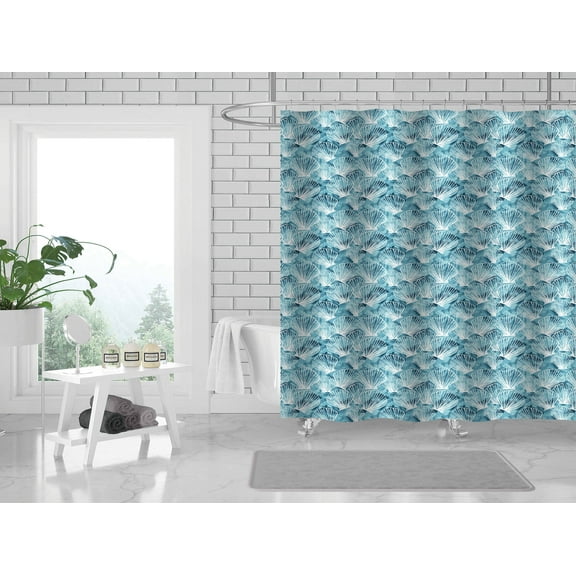 Serafina Home Ocean Shells Coastal Fabric Shower Curtain 70" x 72