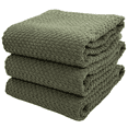thumbnail image 1 of Serafina Home Olive Green Kitchen Hand Dish Towels: Oversized 28" x 18",100% Cotton Cloth Soft Cleaning Drying Absorbent Textured Design, Set of 3 Multipurpose for Everyday Use, 1 of 5