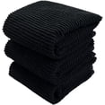 thumbnail image 1 of Serafina Home Oversized Solid Color Black Kitchen Dish Towels: 100% Cotton Cloth Soft Cleaning Drying Absorbent Ribbed Terry Loop, Set of 3 Multipurpose for Everyday Use (Black), 1 of 10