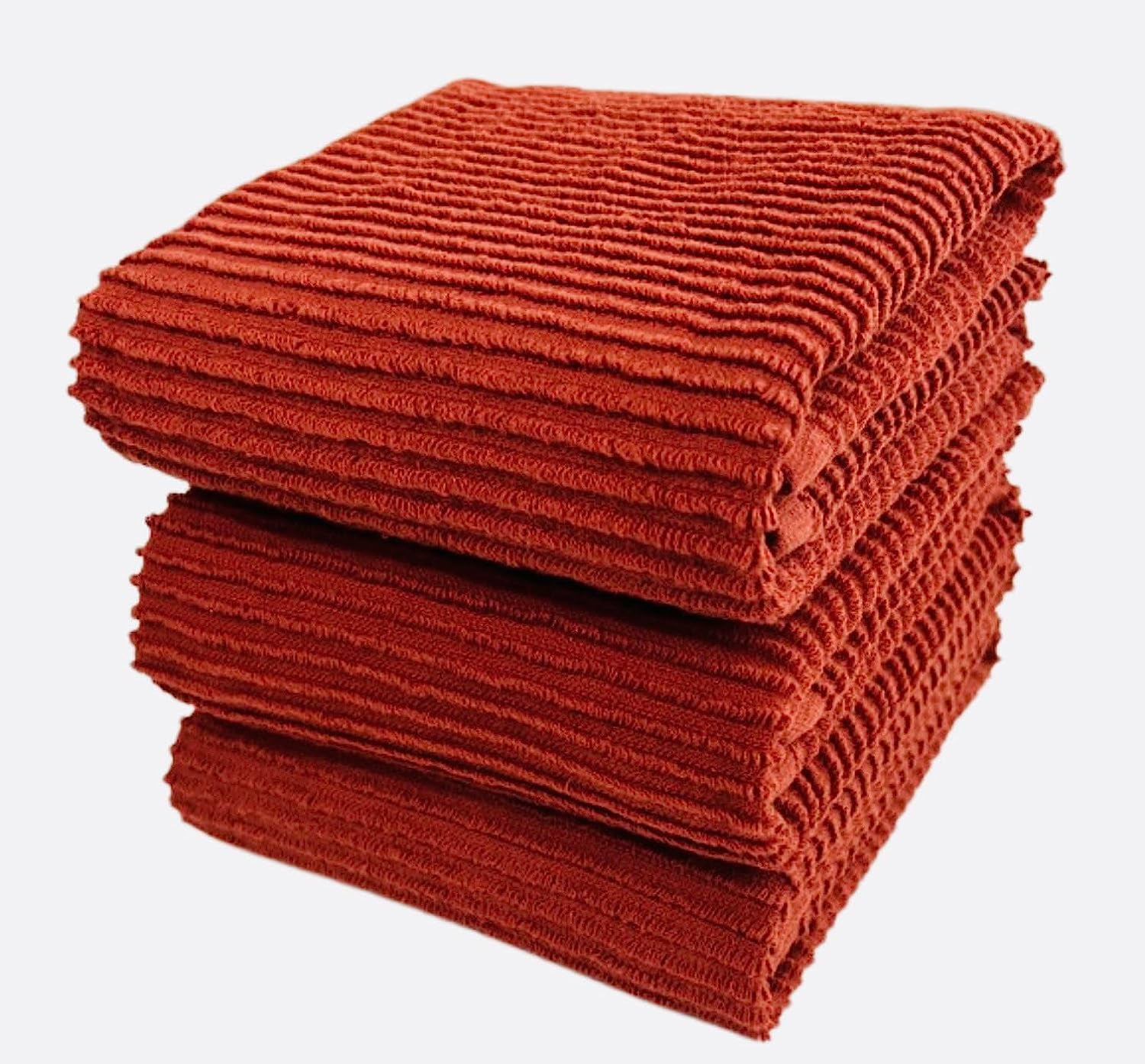 5pk Microfiber Waffle Kitchen Towel And Dish Cloth Set Orange - MU Kitchen