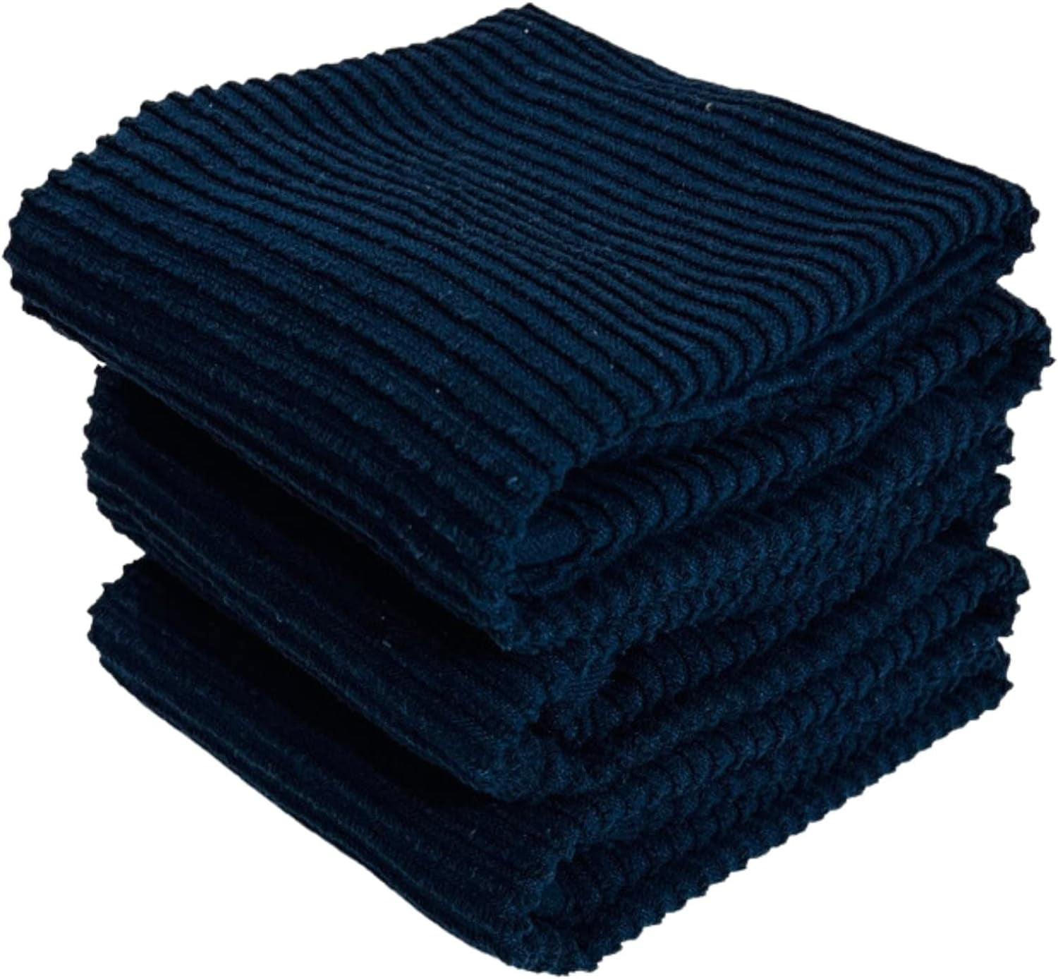 Serafina Home Oversized Solid Color Dark Navy Kitchen Towels: 100% Cotton  Soft Absorbent Ribbed Terry Loop, Set of 3 for Multi Purpose Everyday Use