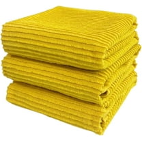 Serafina Home Oversized Solid Color Ripe Lemon Yellow Kitchen Towels: 100% Cotton Soft Absorbent Ribbed Terry Loop, Set of 3 Multipurpose for Everyday Use