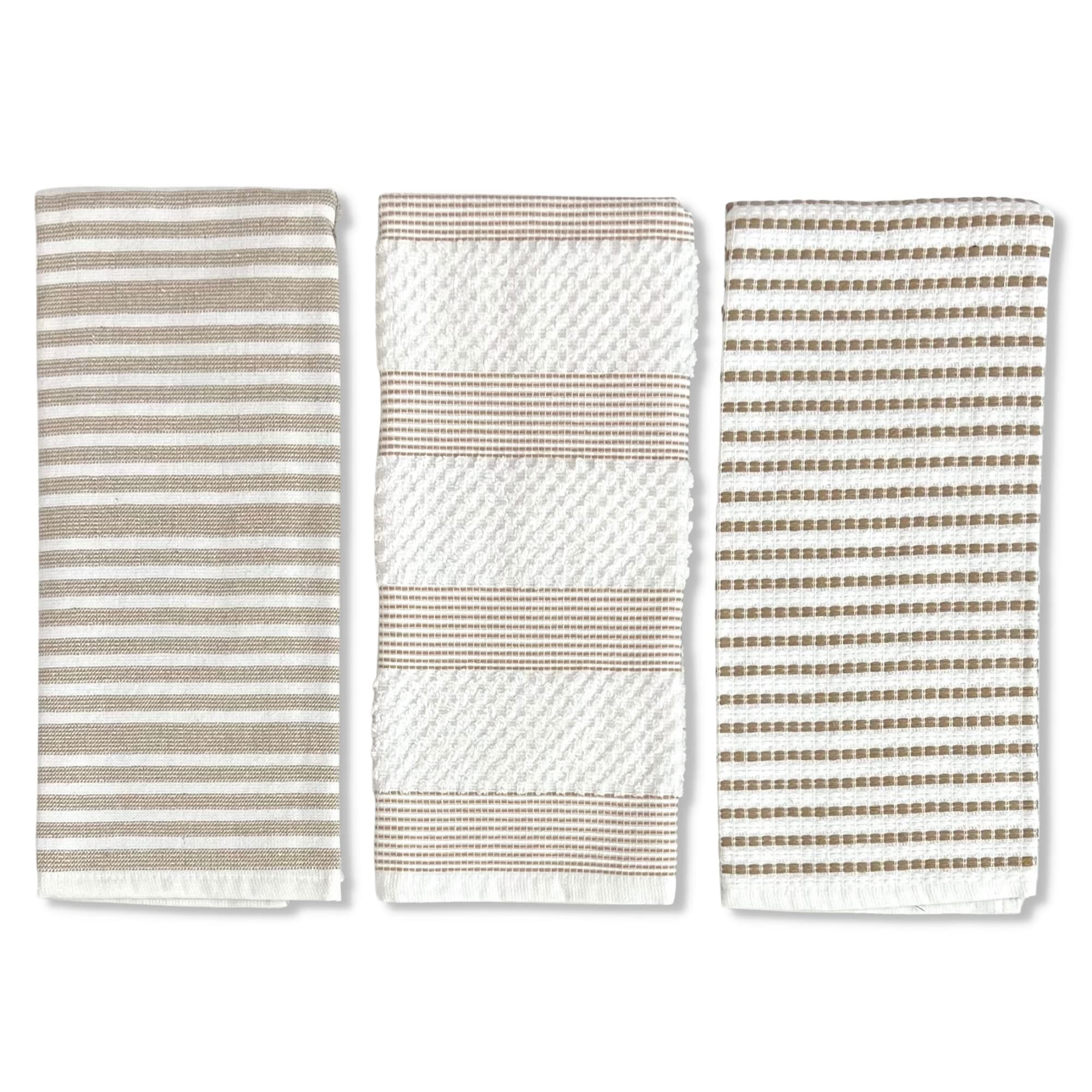 Serafina Home Oversized White Yellow Kitchen Towels: 100% Cotton Soft  Absorbent Assortment Ribbed Terry Loop, Set of 3 Multipurpose for Everyday  Use