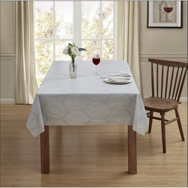 Serafina Home PEVA Flannel Backed Geometric Vinyl Tablecloth, Elegantly Patterned, Easy Care: for Indoor and Outdoor Use, Reusable 52" x 70"