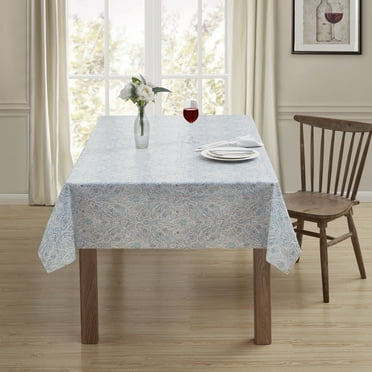 Serafina Home PEVA Flannel Backed Vinyl Paisley Tablecloth, Elegantly Patterned, Easy Care: for Indoor and Outdoor Use, 52" x 70"